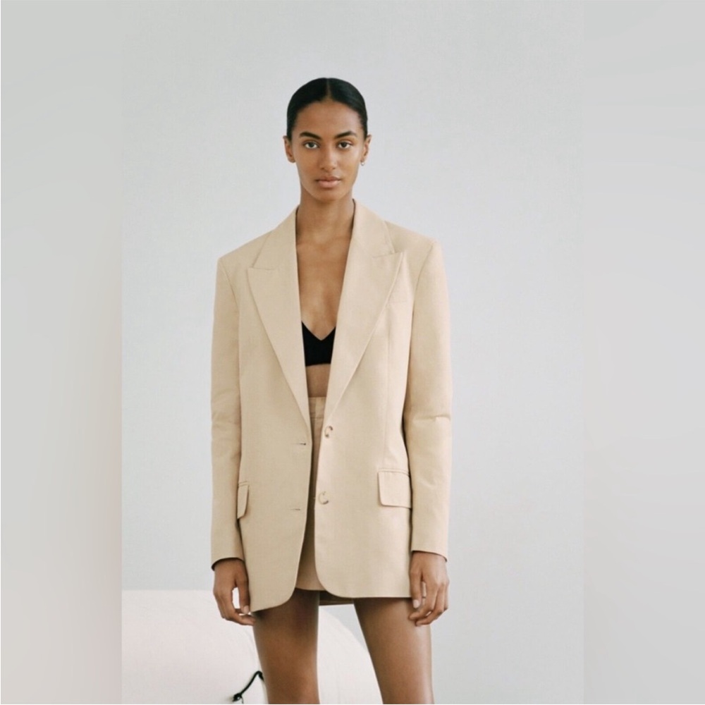 NWT ZARA Rustic Oversized Blazer, Linen-Blend - Picture 2 of 14